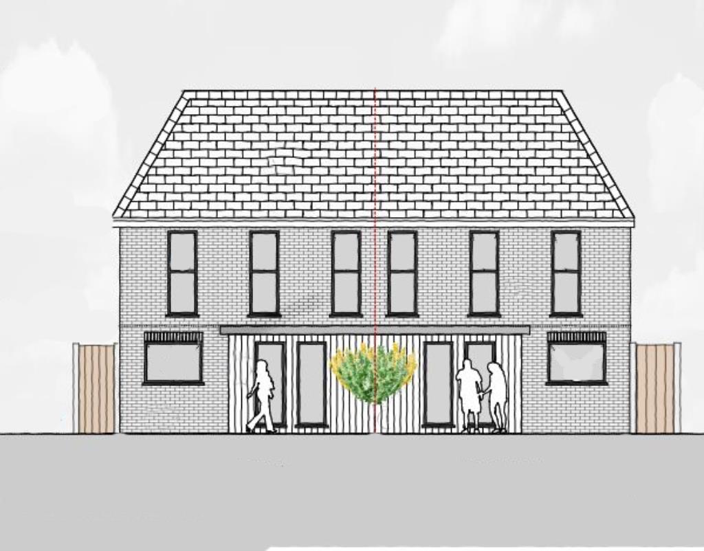 Lot: 30 - LAND WITH PLANNING FOR SIX HOUSES - TWO DETACHED HOUSES AND FOUR SEMI-DETACHED - Type A - Proposed Front Elevation